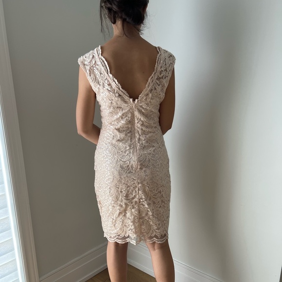 Le Chateau nude sequin lace midi dress - Picture 2 of 5